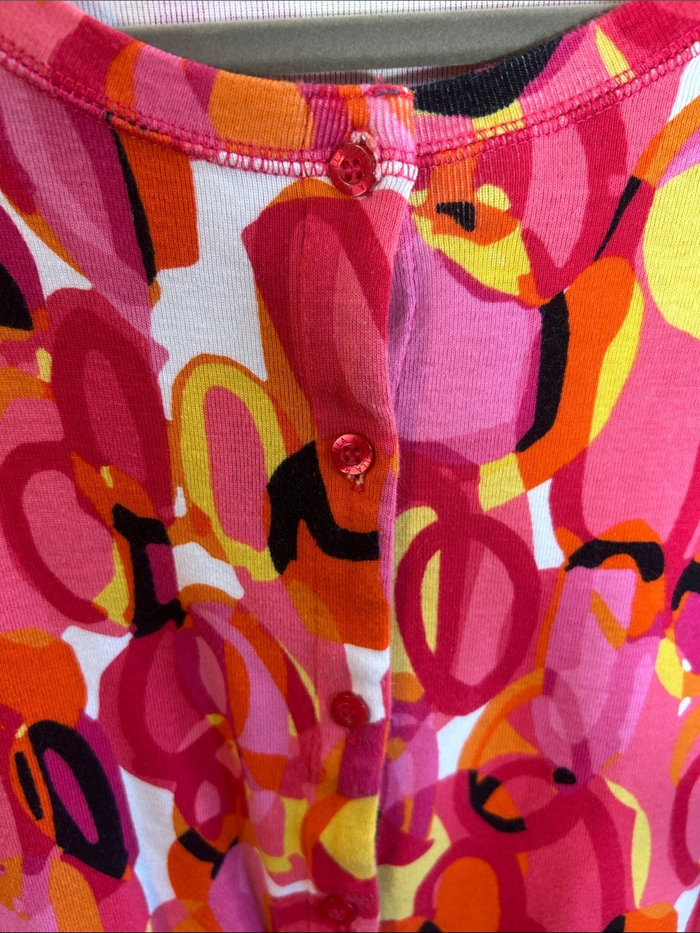 Rafaella Pink Orange Yellow Multi-Color Button Front Top - Picture 4 of 9